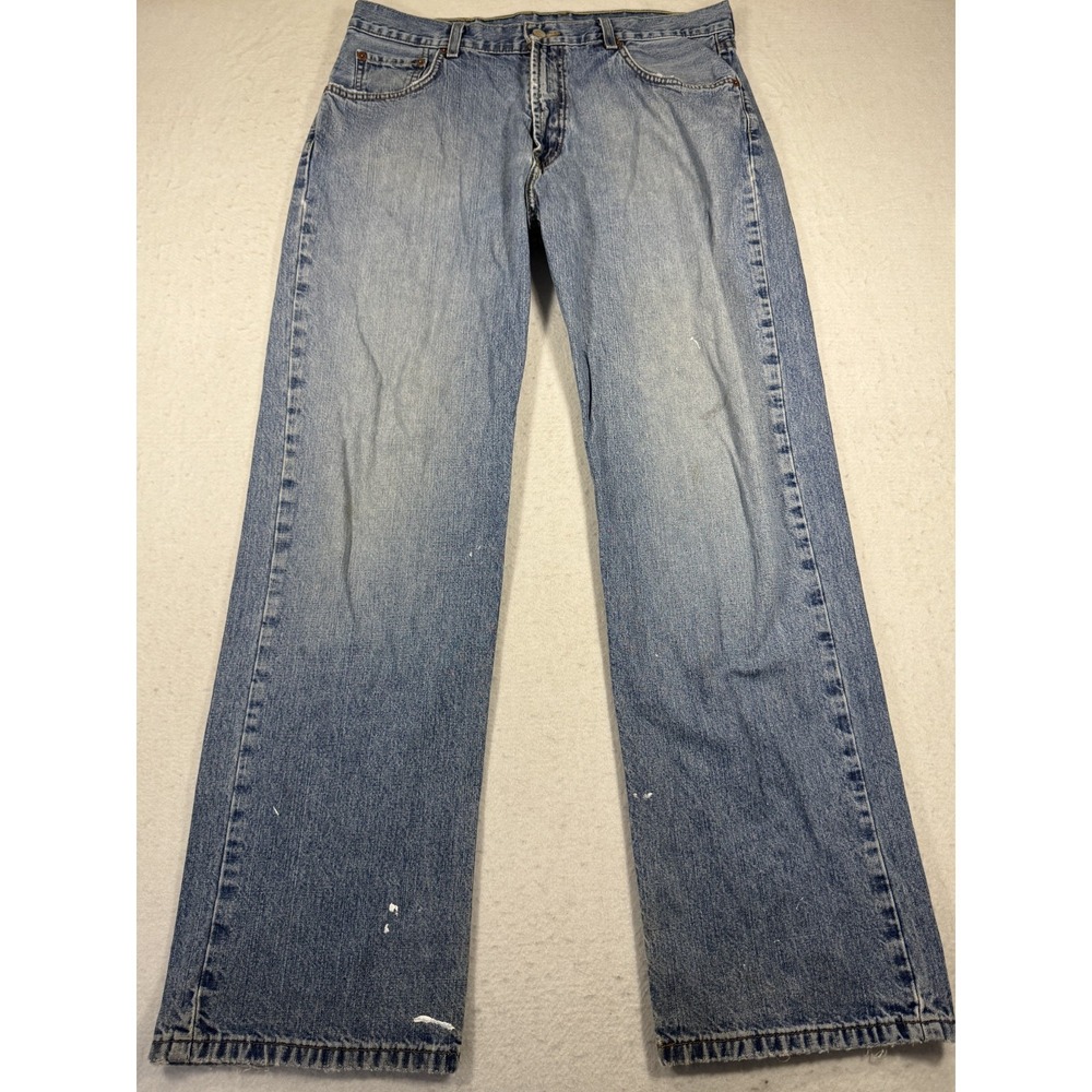 Lucky Brand Y2K Dungarees Jeans Mens 33x32 Blue Denim Cotton Loose Fit Mid Rise